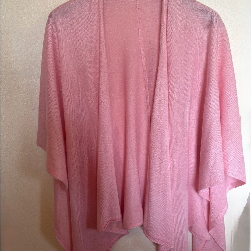 Light Pink Open-Front Draped Women's Cardigan Shawl Sweater Wrap L XL XXL - Picture 2 of 9